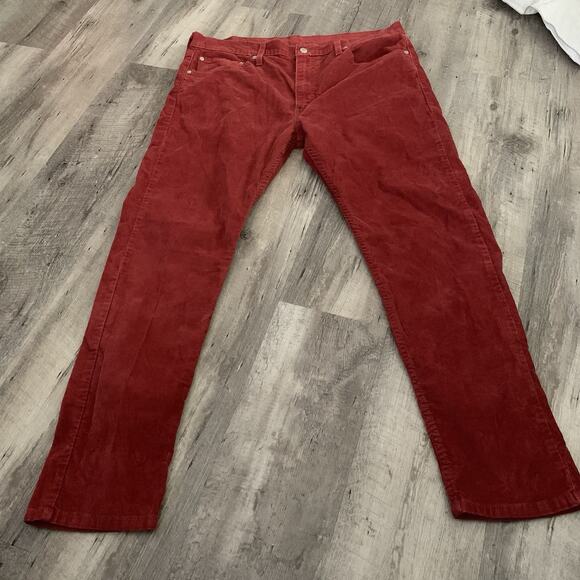 Levi's 512 Slim Taper Corduroy Pants Mens 38x32 Brick Red 5-Pocket Stretch - Picture 1 of 7